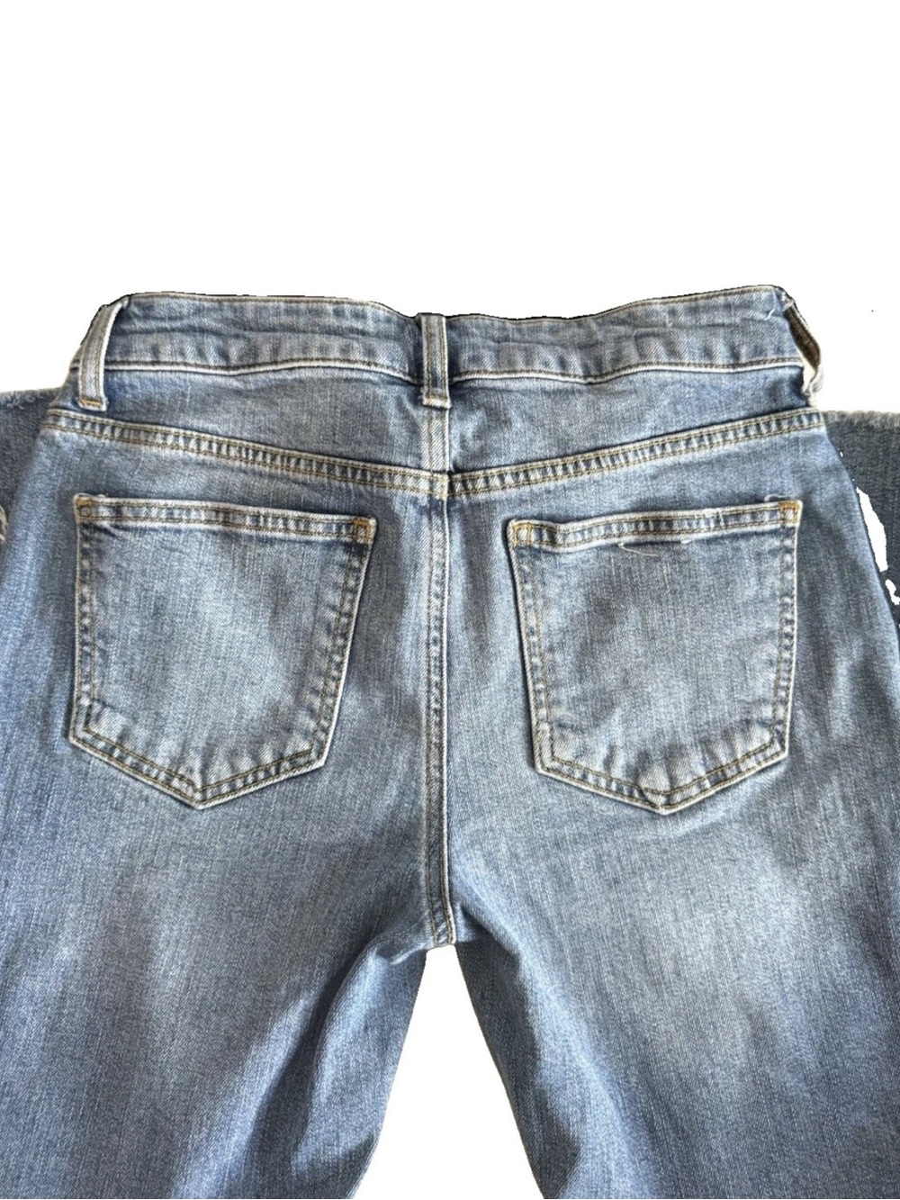 Anthropologie Pilcro Side Tuxedo Stripe Jeans Women Silver Glitter Crop Denim 26 - Picture 7 of 16
